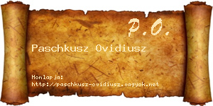 Paschkusz Ovidiusz névjegykártya